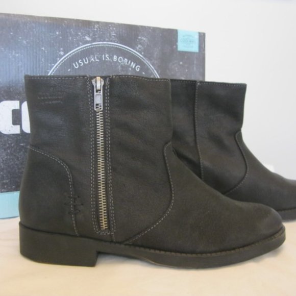 BLACK LEATHER Zip-up BOOTS - NEW - Picture 4 of 6